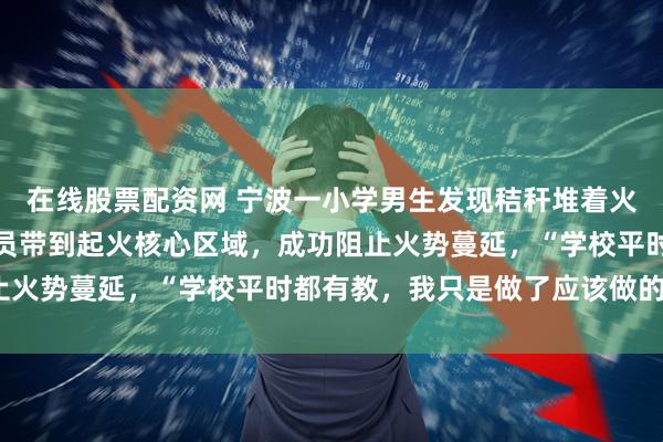 在线股票配资网 宁波一小学男生发现秸秆堆着火果断报警,并将消防人员带到起火核心区域,成功阻止火势蔓延,“学校平时都有教,我只是做了应该做的!”